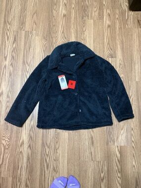 Navy Plush Button-Up Jacket NWT